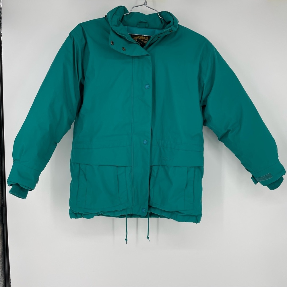 Vintage Eddie Bauer Womens LP Green Goose Down Ridgeline Gortex Coat